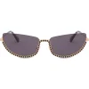 Moschino - Half-Cat Eye Sunglasses with Rhinestones - Gold - Moschino Eyewear - Avvenice