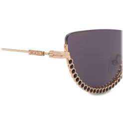 Moschino - Half-Cat Eye Sunglasses with Rhinestones - Gold - Moschino Eyewear - Avvenice