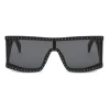 Moschino - Rectangular Sunglasses with Micro Studs and Black Lenses - Black - Moschino Eyewear - Avvenice