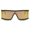 Moschino - Rectangular Sunglasses with Gold Mirrored Lenses - Black - Moschino Eyewear - Avvenice
