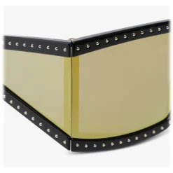 Moschino - Rectangular Sunglasses with Gold Mirrored Lenses - Black - Moschino Eyewear - Avvenice