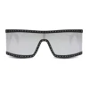 Moschino - Rectangular Sunglasses with Silver Mirrored Lenses - Black - Moschino Eyewear - Avvenice