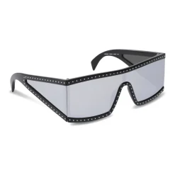 Moschino - Rectangular Sunglasses with Silver Mirrored Lenses - Black - Moschino Eyewear - Avvenice