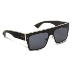 Moschino - Square Sunglasses with Gold Profiles - Black - Moschino Eyewear - Avvenice