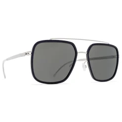 Mykita - Reed - Mykita Mylon - Navy Blue Silver Black - Metal Collection - Sunglasses - Mykita Eyewear - Avvenice