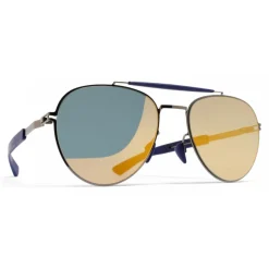 Mykita - Sloe - Mykita Mylon - Graphite Navy Blue Pearly Gold - Metal Collection - Sunglasses - Mykita Eyewear - Avvenice