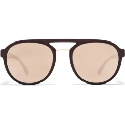 Mykita - Sting - Mykita Mylon - Ebony Brown Champagne Gold - Mylon Collection - Sunglasses - Mykita Eyewear - Avvenice