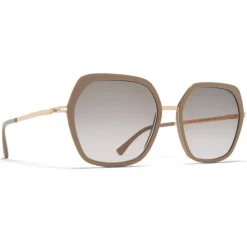 Mykita - Valda - Lite - Champagne Gold Brown Grey - Metal Collection - Sunglasses - Mykita Eyewear - Avvenice