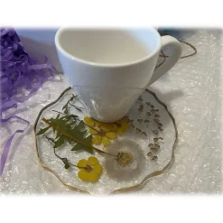 Natusi - Resin Art - Cansa - Artisan Cup Holder with Natural Flowers - Handmade - Furnishings - Home - Avvenice