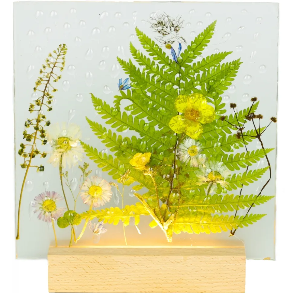 Natusi - Resin Art - Raindrops - Artisan Lamp with Natural Flowers - Handmade - Furnishings - Home - Avvenice