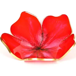 Natusi - Resin Art - Red Flower - Artisan Picture with Natural Flowers & Gold Leaves - Handmade - Furnishings - Home - Avvenice