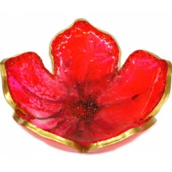 Natusi - Resin Art - Red Flower - Artisan Picture with Natural Flowers & Gold Leaves - Handmade - Furnishings - Home - Avvenice
