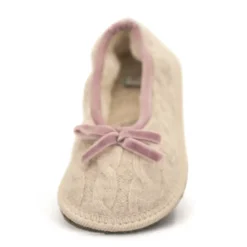 Neck Mate - Asolo - Artisan Girl Child Slippers - Ballerina in Wool Braided Cotta - Beige - Avvenice