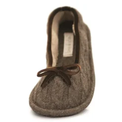 Neck Mate - Asolo - Artisan Woman Slippers - Ballerina in Wool Braided Cotta - Brown - Avvenice