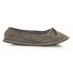 Neck Mate - Asolo - Artisan Woman Slippers - Ballerina in Wool Braided Cotta - Medium Gray - Avvenice