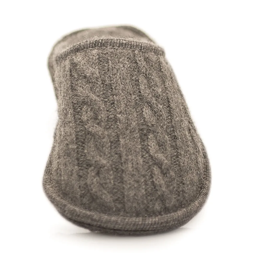 Neck Mate - Asolo - Artisan Woman Slippers - Wool Braided Cotta - Medium Grey - Avvenice