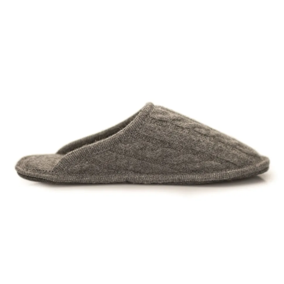 Neck Mate - Asolo - Artisan Woman Slippers - Wool Braided Cotta - Medium Grey - Avvenice