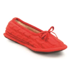 Neck Mate - Asolo - Artisan Woman Slippers - Ballerina in Wool Braided Cotta - Red - Avvenice