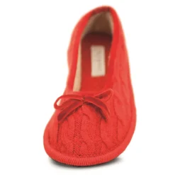 Neck Mate - Asolo - Artisan Woman Slippers - Ballerina in Wool Braided Cotta - Red - Avvenice