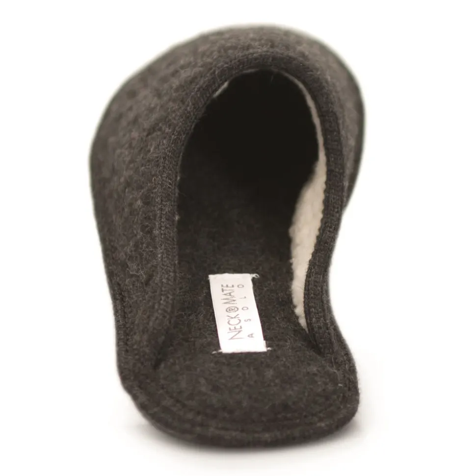 Neck Mate - Asolo - Artisan Man Slippers - Wool Braided Cotta - Dark Grey - Avvenice