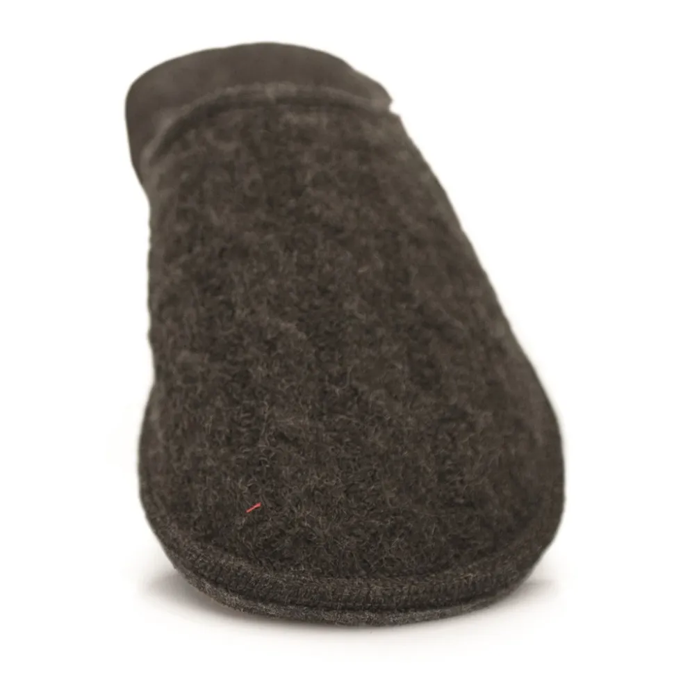 Neck Mate - Asolo - Artisan Man Slippers - Wool Braided Cotta - Dark Grey - Avvenice