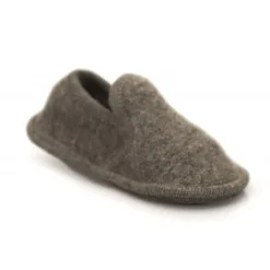 Neck Mate - Asolo - Artisan Child Slippers - Ballerina in Wool Braided Cotta - Medium Grey - Avvenice