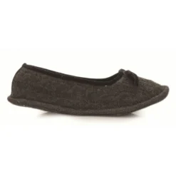 Neck Mate - Asolo - Artisan Woman Slippers - Ballerina in Wool Braided Cotta - Dark Gray - Avvenice
