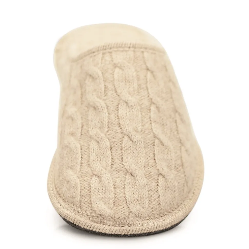 Neck Mate - Asolo - Artisan Woman Slippers - Wool Braided Cotta - Beige - Avvenice