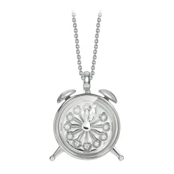 NESS1 - Alarm Necklace 9kt White Gold and Diamonds - Time Collection - Handcrafted Necklace - High Quality Luxury - Avvenice