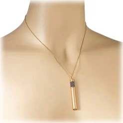 NESS1 - Cig.Au.Rette Necklace 9Kt Rose Gold and Diamonds and Ruby - Drug Collection - Handcrafted Necklace - High Quality Luxury - Avvenice