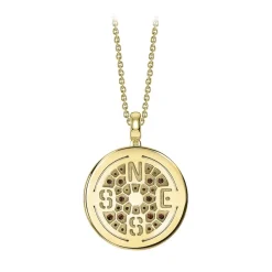 NESS1 - Compass Necklace 9kt Yellow Gold and Diamonds - Time Collection - Handcrafted Necklace - High Quality Luxury - Avvenice