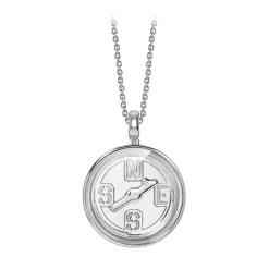NESS1 - Compass Necklace 18kt White Gold and Diamond - Time Collection - Handcrafted Necklace - High Quality Luxury - Avvenice