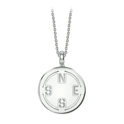 NESS1 - Compass Necklace 18kt White Gold and Diamond - Time Collection - Handcrafted Necklace - High Quality Luxury - Avvenice