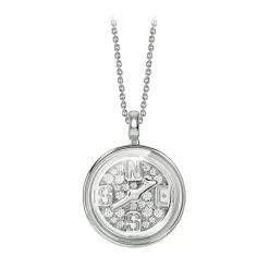 NESS1 - Compass Necklace 18kt White Gold and Diamonds - Time Collection - Handcrafted Necklace - High Quality Luxury - Avvenice