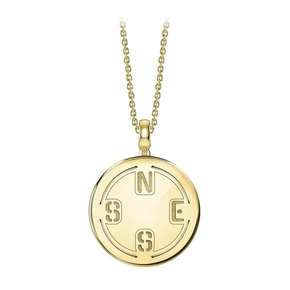 NESS1 - Compass Necklace 18kt Yellow Gold and Diamond - Time Collection - Handcrafted Necklace - High Quality Luxury - Avvenice