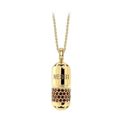 NESS1 - Pill.Ola Necklace 9Kt Yellow Gold and Diamonds - Drug Collection - Handcrafted Necklace - High Quality Luxury - Avvenice
