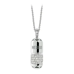 NESS1 - Pill.Ola Necklace 9Kt White Gold and Diamonds - Drug Collection - Handcrafted Necklace - High Quality Luxury - Avvenice