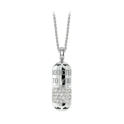 NESS1 - Pill.Ola Necklace 18Kt White Gold and Diamonds - Drug Collection - Handcrafted Necklace - High Quality Luxury - Avvenice
