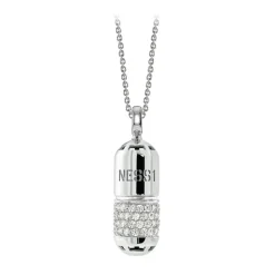 NESS1 - Pill.Ola Necklace 18Kt White Gold and Diamonds - Drug Collection - Handcrafted Necklace - High Quality Luxury - Avvenice