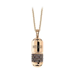 NESS1 - Pill.Ola Necklace 9Kt Rose Gold and Diamonds - Drug Collection - Handcrafted Necklace - High Quality Luxury - Avvenice
