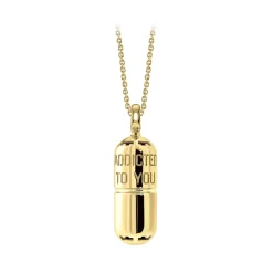 NESS1 - Pill.Ola Necklace 9Kt Yellow Gold and Diamond - Drug Collection - Handcrafted Necklace - High Quality Luxury - Avvenice