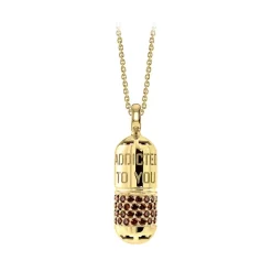 NESS1 - Pill.Ola Necklace 18Kt Yellow Gold and Diamonds - Drug Collection - Handcrafted Necklace - High Quality Luxury - Avvenice