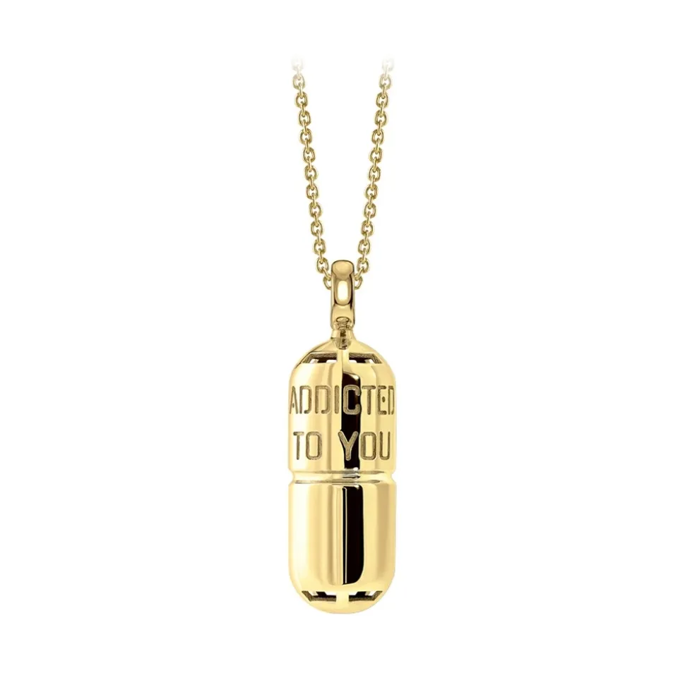 NESS1 - Pill.Ola Necklace 18Kt Yellow Gold and Diamond - Drug Collection - Handcrafted Necklace - High Quality Luxury - Avvenice