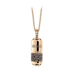 NESS1 - Pill.Ola Necklace 18Kt Rose Gold and Diamonds - Drug Collection - Handcrafted Necklace - High Quality Luxury - Avvenice