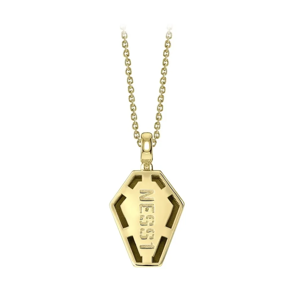 NESS1 - Pocket Coffin Necklace 9kt Yellow Gold and Diamonds - Time Collection - Handcrafted Necklace - High Quality Luxury - Avvenice