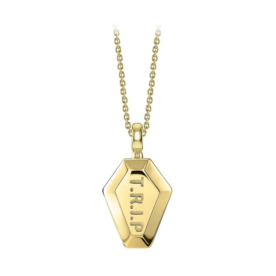 NESS1 - Pocket Coffin Necklace 18kt Yellow Gold and Diamond - Time Collection - Handcrafted Necklace - High Quality Luxury - Avvenice