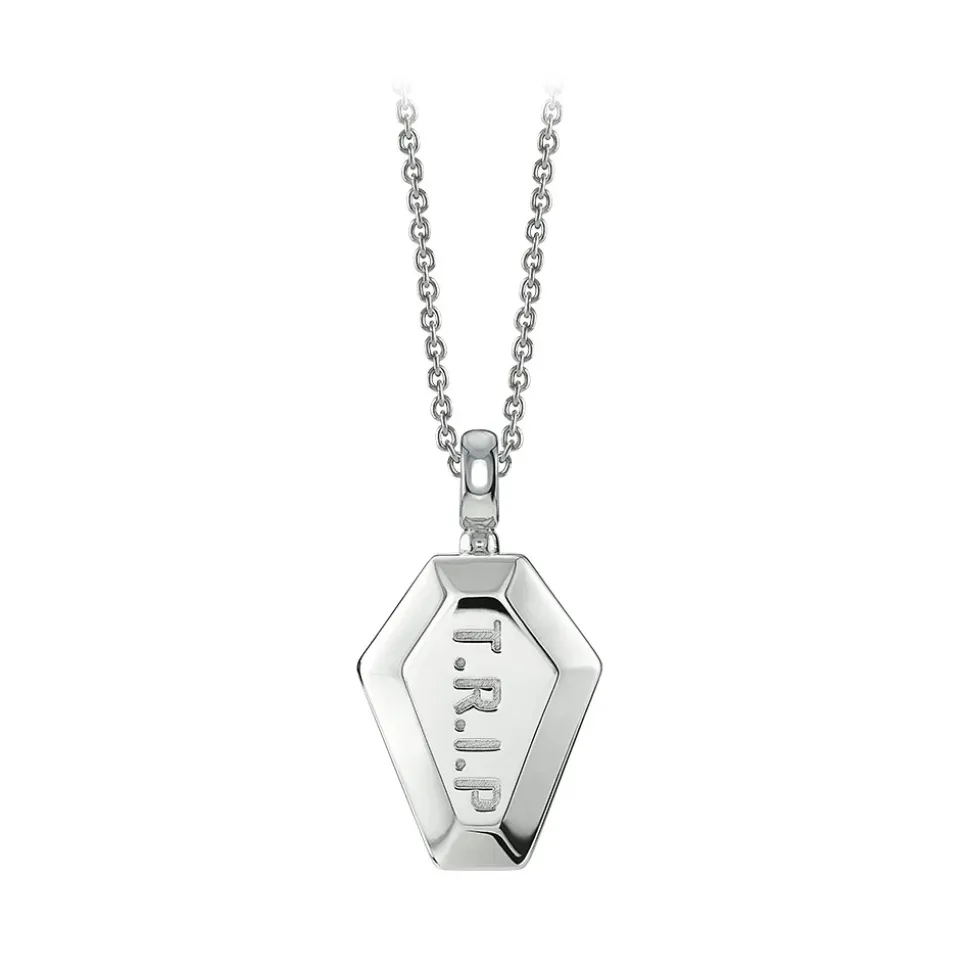 NESS1 - Pocket Coffin Necklace 18kt White Gold and Diamond - Time Collection - Handcrafted Necklace - High Quality Luxury - Avvenice
