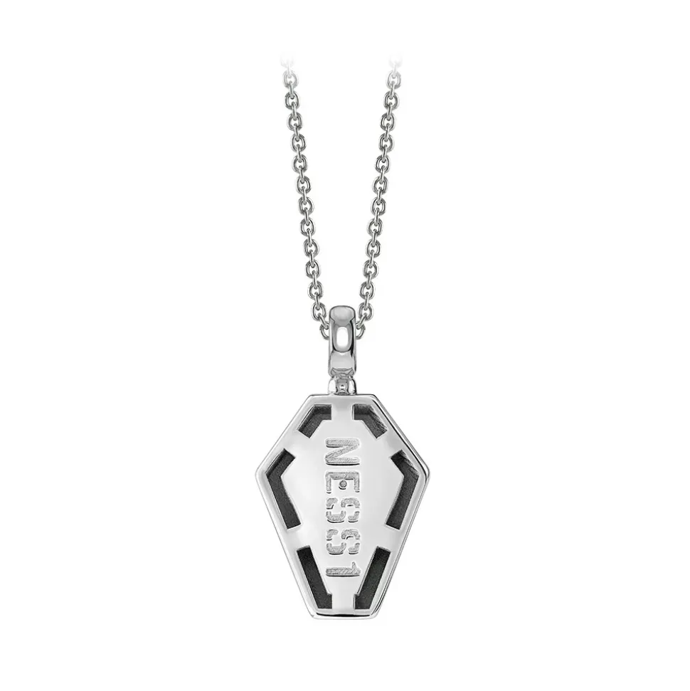 NESS1 - Pocket Coffin Necklace 18kt White Gold and Diamond - Time Collection - Handcrafted Necklace - High Quality Luxury - Avvenice