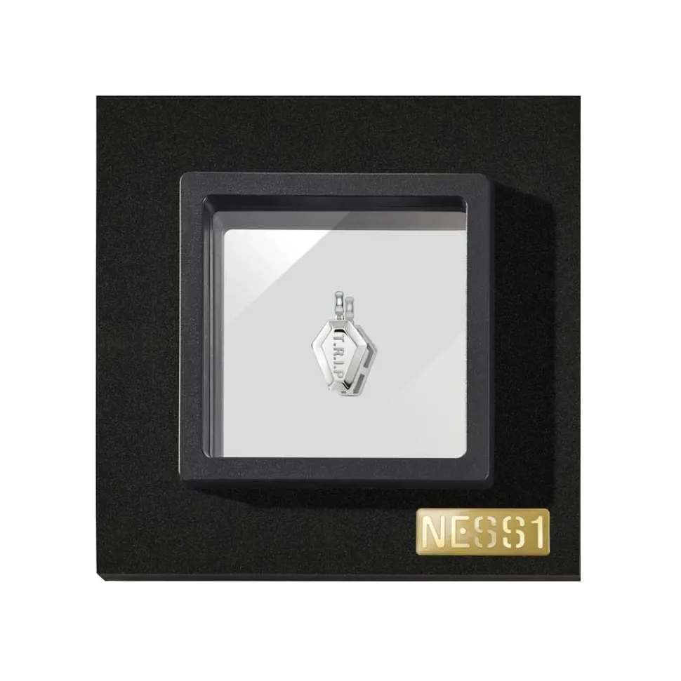 NESS1 - Pocket Coffin Necklace 18kt White Gold and Diamond - Time Collection - Handcrafted Necklace - High Quality Luxury - Avvenice