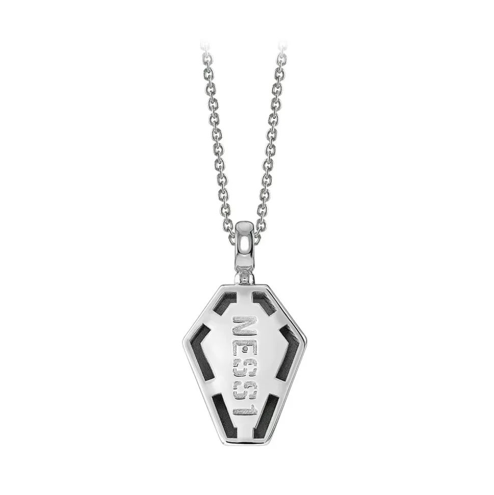 NESS1 - Pocket Coffin Necklace 18kt White Gold and Diamonds - Time Collection - Handcrafted Necklace - High Quality Luxury - Avvenice